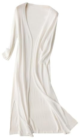 CuLtP Cardigan Bolero da Donna Lungo Estivo Lavorato A Maglia di Seta Ghiacciata Cover Up Cardigan Spolverino Leggero con Fessura Giacche Bolero Casual Aperte sul Davanti Cappotto Poncho Camicetta Bi