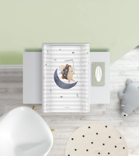 Baby Wickelauflage mit Verstärkung 70 x 47 cm Igel - Wickelplatte für Babybett - Wickelaufsatz und Bettumrandung - Changing Mat Zubehör