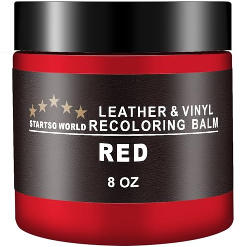 STARTSO WORLD Leder Repair Kit Rot, Leder Recoloring Balm Lederfarbe, Leder Farbrestaurator für Sofas, Leder Couch Farbe,Reparatur, Wiederherstellung und Erneuerung alt, Verblasstes Leder 200ML