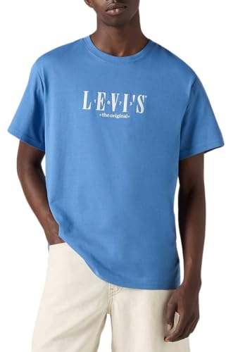 Levi's Men's SS Relaxed Fit Tee T-Shirt, Serif Logo Dutch Blu, M