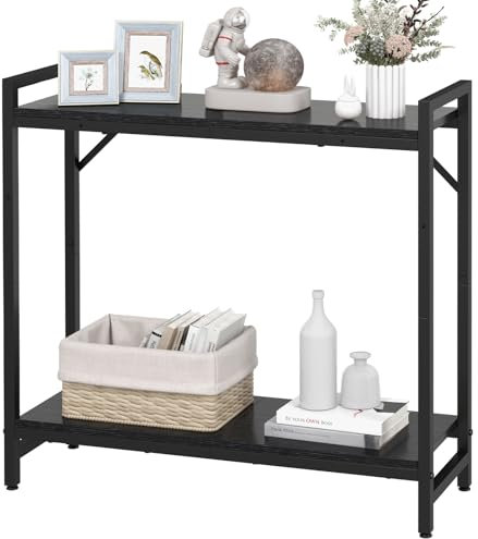 Livofloral Narrow Console Table, 2 Tier Small Entryway Table - Industrial Style, Black