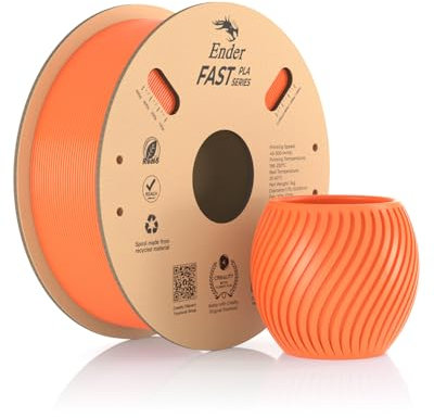 Creality Ender Fast PLA Filament 1.75mm, 3D Drucker Filament High Speed bis zu 300mm/s, recycelbare Pappspule, Fit die meisten FDM 3D Drucker bis 1kg (2.2lb) Orange
