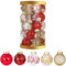 Bixury Weihnachtskugeln Rot Gold Set,25 Stück 6 cm Christbaumkugeln Kunststoff Set Weihnachtsbaum Kugeln Funkelndem Weihnachtsbaumschmuck Weihnachtsbaum Deko Set für Weihnachten Festival Party
