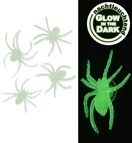 🕷️ Nachtleuchtende Deko-Spinnen für Halloween – 4er Set