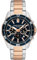 Armani Exchange Orologio da uomo, Movimento cronografo al quarzo e cassa da 44 mm con cinturino in acciaio, Argento e oro rosa