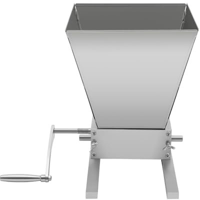 Alnemy Grain Mill Brewing for Grain Malt Barley, Electric & Manual Malt Mill Crusher with 4L Hopper, Adjustable Roller Distance, Silver