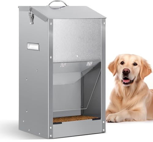 Mangiatoia Automatica per Cani, Mangiatoia per Cani All'Aperto a Gravità di Razza Grande 11Kg Grande Capacità in Acciaio Inox Mangiatoia Automatica a Gravità per Cani, Gatti
