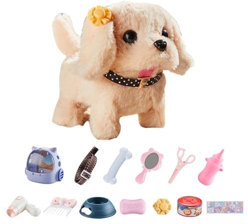 Walking Puppy Toy | Interactive Puppy Toy | Walking Plush Toy Dog | Battery-Operated Walking Toy | Realistic Animated Walking Dog Toy Realistic Sound Effects For Kids