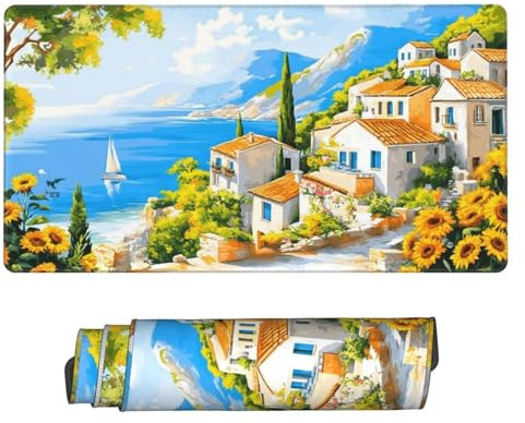 Gaming Tapis de Souris, Grand Tapis de Souris XXL 1600 x 800 x 3 mm,Côte paysages Tapis Souris pour Clavier et Bureau, avec Bords Surpiqués et Dos Antidérapant, for Gamer Gaming Accessoire D-321