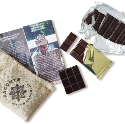 Coffret Dégustation Chocolat Mystère – 3 tablettes artisanales à découvrir à l’aveugle + atelier dégustation vidéo & livret pour éveiller vos sens au chocolat.
