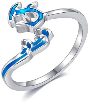 DAYLINLOVE Kolibri/Hai/Seaturtle/Baum des Lebens Löffelringe 925 Sterling Silber verstellbare Tier Schmuck Geburtstagsgeschenke für Frauen