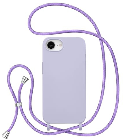 ZTOFERA Crossbody Lanyard Case for iPhone 16e/17e (6.1), Violet | Liquid Silicone Phone Case with Strap, Adjustable Neck Cord Necklace, Soft Protective Cover, Portability, Anti-Drop