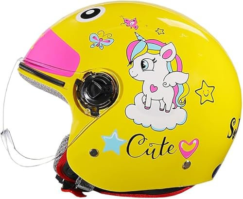 Carino Casco Da Motociclista, Casco Da Scooter Aperto Per Bambini Omologato ECE, Caschi Da Strada Per Moto Da Cross, Go-Kart, ATV, Per Ragazzi E Ragazze E2,49-55cm