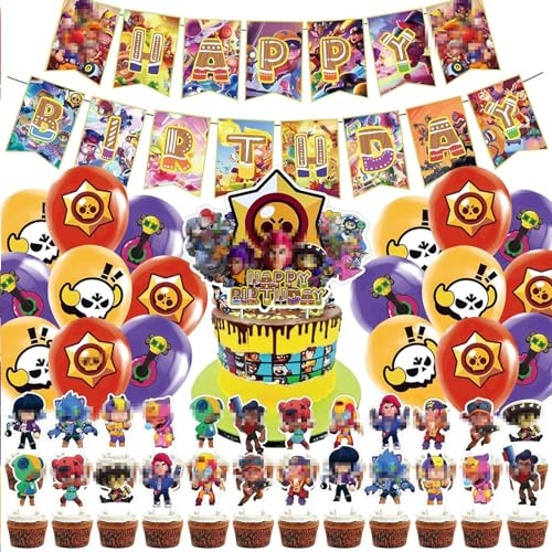 Stars Luftballons Geburtstag Deko Jungen Mädchen- Braw Geburtstagsdeko Strs Ballon Deko Geburtstag Tortendeko Folienballons Happy Birthday Banner für Kindergeburtstag Party Supplies Deko Babypartys