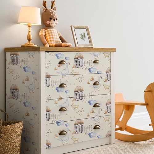 Sticky Back Plastic Beige Blue Clouds Wallpaper Peel and Stick Worktop Vinyl Covering Kitchen Bathroom Bedroom Furniture Art Deco Self Adhesive Wallpaper 38.6x320.6 cm