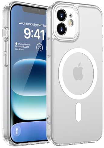 KPPIT Magnetisch für iPhone 12 Hülle Kompatibel für Magsafe,[Militärnorm Schutz Handyhülle] Durchscheinende Matt Kratzfeste Rückseite Schutzhülle Hülle für iPhone 12 Case,Matt Transparent