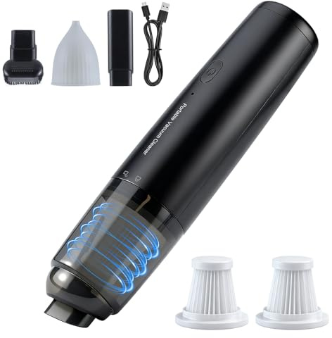 Aischens Aspirador de Mano Inalámbrico, Aspirador de Coche Portátil con Filtro HEPA, 2 Modos de Succión, Mini Aspirador de Mano para Coche, Hogar, Pelo de Mascotas, Escritorio, Teclado