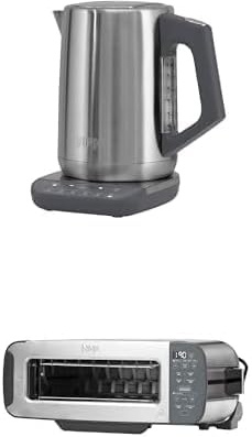 Ninja Perfect Temperature, Bouilloire, 1,7 L, avec contrôle de la température, écran LED KT201EU + Ninja Foodi 3-en-1, Grille-Pain, Grill et Presse-panini, en Acier Inoxydable, ST202EU