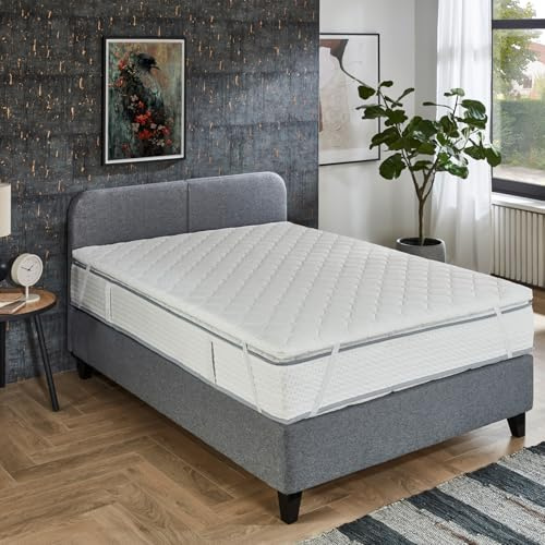 Viscoelastic Mattress Topper, 6 cm Height, Memory Effect, Soft, Washable Cover, Non-Slip, Oeko-Tex Certified (140 x 200 cm)