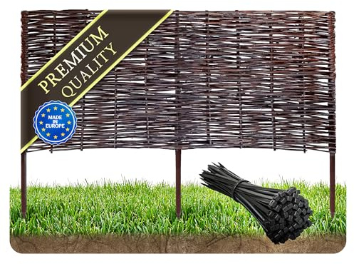 Wicker garden Imprägniert Premium Beetbegrenzung aus Weide - 100 x 40 cm Weidengeflecht für Beete, Rasen und Gartenwege - Natürliche Abgrenzung Gartenzaun Weidezaun - vielen Größen