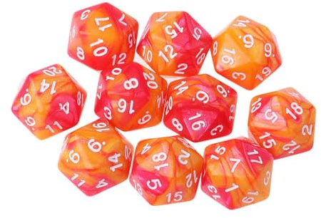 Yourandoll 10 STÜCKE Polyedrische Würfel D20 Würfel Dice Spielwürfel for DND RPG Tischspiele (Orange Rot)