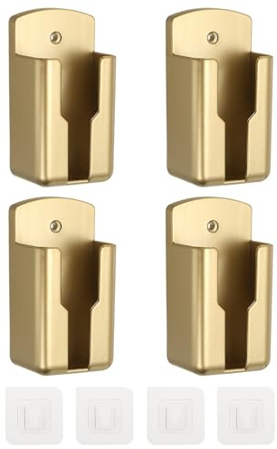 sourcing map 4Pcs Remote Control Holder Wall Mount, (52.5 x 41.5 x 100mm)-Universal TV AC Remote Controller Organizer Box Air Conditioner Media Player Rack Holder for Home/Office/School, Gold
