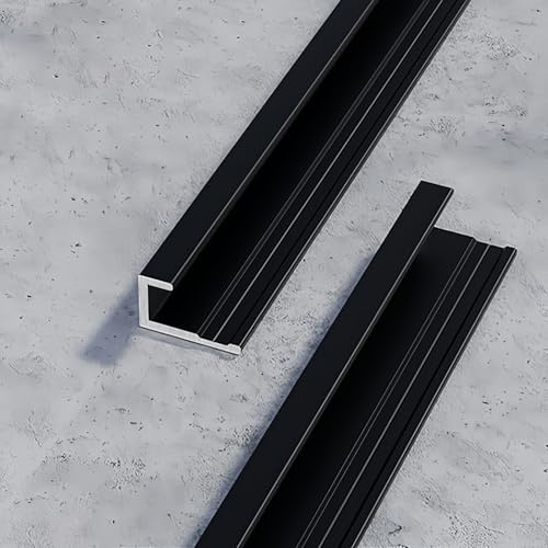 Coayuou Tile Trim Strips C-Shaped Edges Protector 100cm* 3 Pcs Aluminium Edging Strip For Ceramic, Porcelain & Stone Tiles Perfect For Bathrooms, Kitchens & Flooring(Black,8.5mm)