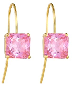 Echtgold Schmuck Gold 375 Ohrringe mit Prinzess Lab Saphir, Solitär Form