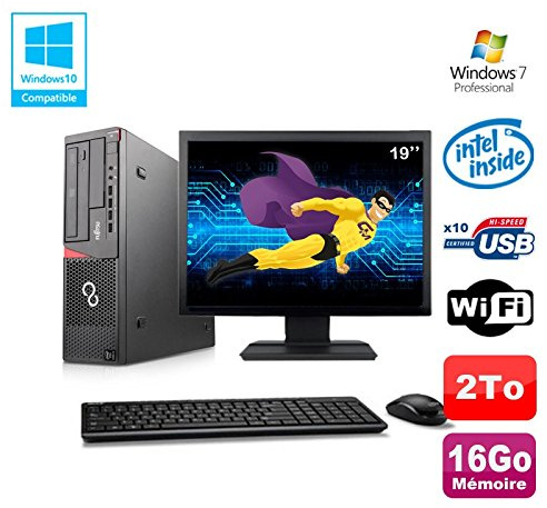 Fujitsu Lot PC E720 E85+ G3220 3GHz 16Go 2000Go Graveur WiFi W7 + Ecran 19