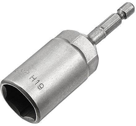 Sourcingmap 1/4 Quick-Change Hex Shank 19mm Nut Setter Driver Drill Bit, 80mm Length, Metric No-Magnetic
