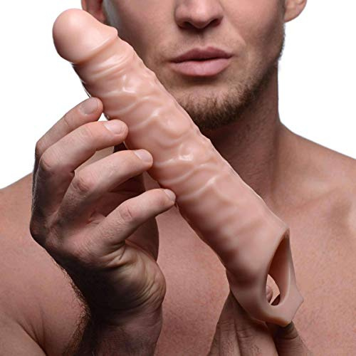 Size Matters 3 Penis Extender Sleeve Flesh – Realistic Cock Extension, 10.75 Length, Girth Enhancer for Men, Adult Sex Toy for Couples