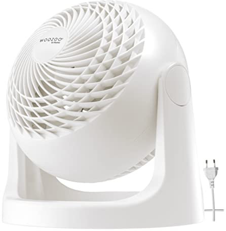 Iris Ohyama Woozoo, 23m², Ventilador de mesa, Blanco, 3 velocidades, Silencioso, Potente,Escritorio, Portátil, Sobremesa, Table Fan, Ventoinha para casa, el dormitorio, a oficina, Frio, PCF-HE18