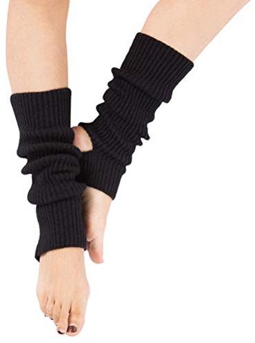 Taigood Damen Mädchen Ballettstulpen mit Fersenloch Beinwärmer Ballett Stulpen Legwarmer Armstulpen ca. 43 cm 80er Jahre 1980er Jahre schwarz One size