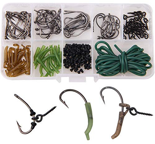 Shaddock 121-teiliges Zubehör zum Karpfenangeln – inklusive Anti-Verhedderungshülsen, Schnurausrichtung, Köderschraube, Rig-Ring-Stopper