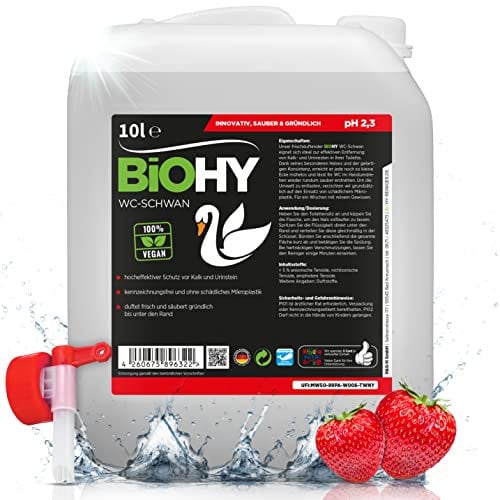 BiOHY WC-Schwan (10 Liter Kanister) + Auslaufhahn | WC-Reiniger Gel für hygienische Sauberkeit bis unter den Rand | angenehmer, langanhaltender Frische-Duft | Beugt Kalk und Urinstein vor