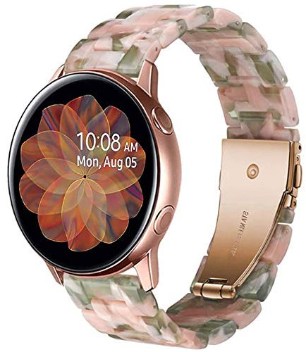 Miimall Kompatibel mit Samsung Galaxy Watch 5/ 5Pro/ 4/4 Classic/Active 2 44mm 40mm/ Galaxy Watch 3 41mm Armband, 20mm Harz Ersatz Armbänder Damen Ersatzarmband für Galaxy Watch 42mm - Rosa Grünes