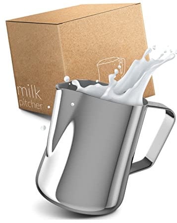 Lambda Coffee Pot à lait Barista 150 ml acier inox brilliant | Pichet lait en acier inoxydable | Milk frother pour faire mousser le lait | Adapté au Latte Art | barista accessoires