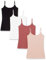 Amazon Essentials Caraco Coupe Cintrée Femme, Lot de 4, Blanc/Noir/Rose Grisé/Rouge Brique, L