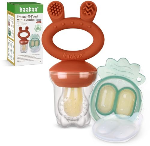 Haakaa Baby Fruit Food Feeder, Breastmilk Popsicle Molds, BPA Free Silicone Feeder for Safe Infant Self Feeding, 4 Month+(Copper)