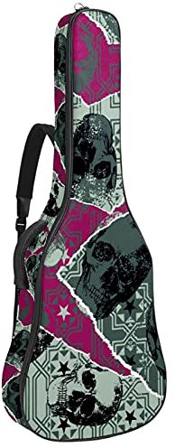 42 Zoll Gitarrentasche Gitarrentasche Rucksack für E-Gitarre, Akustik-Bass, Konzertgitarre, Ukulele, Mandoline, Vintage Retro Schädel