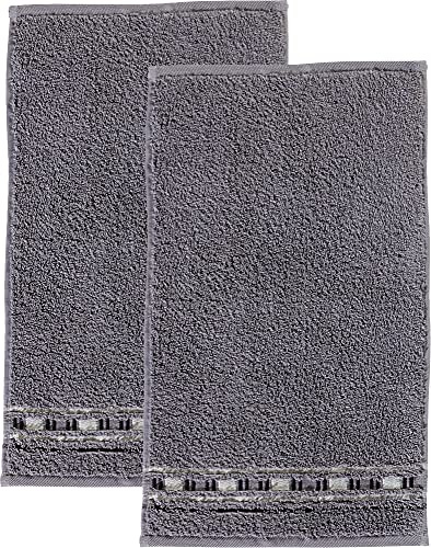 Erwin Müller Gästetuch 2er-Pack - Achern grau/Natur Größe 30x50 cm - 500g/m² - schnell trocknend, extra saugstark, beidseitige Schlaufen