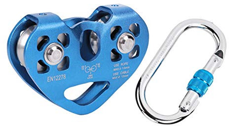 Okuyonic Kletterrolle, tragbares Zipline Trolley Kit Herzförmige Doppelwellen Doppelrolle mit O förmigem Karabiner zum Klettern