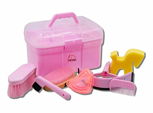 AMKA Pferde Putzbox Putzkasten Putzkoffer gefüllt 7 teilig (rosa)
