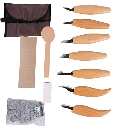 DOPORA Holz Schnitzwerkzeug Set 12 STÜCKE Meißel Holzbearbeitung Cutter Handwerkzeug Set Holzschnitzmesser DIY Peeling Holzschnitzerei für Löffel Whittling Löffel Schnitzwerkzeuge Set