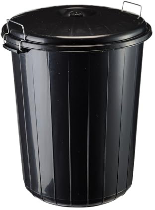 Poubelle de rue avec couvercle. Capacité 55L, Système de verrouillage, Poubelle grande contenance, Idéal pour les déchets extérieurs RONDO ROSSIGNOL