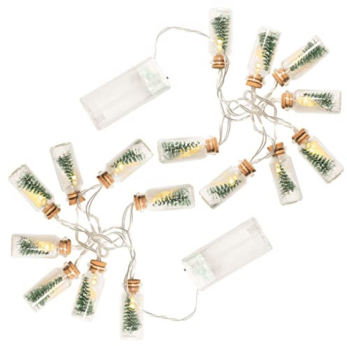2er Set 8 LED Lichterkette warmweiß Mini-Gläser (Baum mit Schneekugeln) Weihnachten Batterie Timer Weihnachtsdekoration Weihnachtsbaumkette
