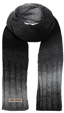 KNIT FACTORY - Mace Schal - Winterschal für Damen und Herren - XXL schal aus 10% Alpakawolle - 220x60 cm - Anthrazit/Grau