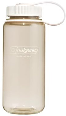 Nalgene Sustain Tritan Botella de agua sin BPA hecha con material derivado del 50% de residuos plásticos, 16 onzas, boca ancha, algodón