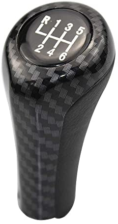 Getriebe Schaltknüppel Auto Schaltknauf für BMW 1 3 5 6 Serie E46 E53 E60 E61 E63 E65 E81 E82 E83 E87 E90 E91 E92 X1 X3 X5 Chrom Matt Carbon Automatik Schalthebe (Farbe : 6 Speed Fibre)