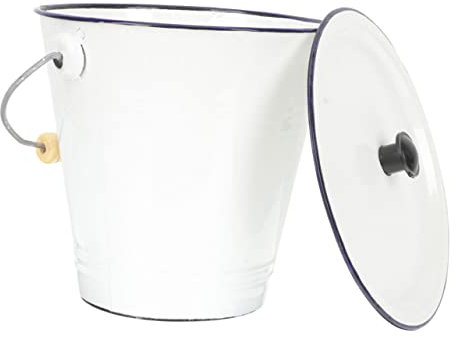 Zerodeko Seau en Émail De Style Vintage - Grand Rangement avec Couvercle pour La Maison Et Le Jardin